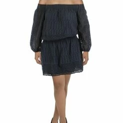 Cheap ⌛ Nicole Miller 👩 Womens Cotton Eyelet Shift 👗 Dress 🌟