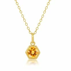 New 🥰 Nicole Miller 👩 women 14k Yellow Gold Overlay over Sterling Silver Round Gemstone Hexagon Pendant Necklace on 18 Inch Chain 🔥 -Hot Sale Nicole Miller Store 070d94114e134696b978d58f631ff8be ee5c6002 dbec 484f af8f 54af676b1608 1080x