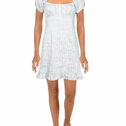 Buy ๐ Nicole Miller ๐ฉ Womens Striped Ruffled Mini ๐ Dress ๐