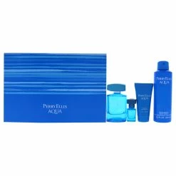 Wholesale 🧨 Perry Ellis Aqua by Perry Ellis for Men - 4 Pc Gift Set 3.4oz EDT Spray, 0.25oz EDT Spray, 6.8oz Deodorizing Body Spray, 1.7oz Shower Gel ✔️