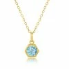 New 🥰 Nicole Miller 👩 women 14k Yellow Gold Overlay over Sterling Silver Round Gemstone Hexagon Pendant Necklace on 18 Inch Chain 🔥