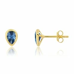 Deals โจ Nicole Miller ๐ฉ women 14k Yellow Gold Plated Pear Cut 6mm Gemstone Bezel Set Stud Earrings with Push Backs ๐คฉ