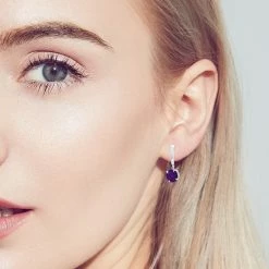 Best deal 💯 Nicole Miller 👩 women Sterling Silver with 8mm Round Cut Gemstone Dangle Drop Earrings 👍 -Hot Sale Nicole Miller Store 37c94d29e210468aafa0c590dc82e1ff 1080x