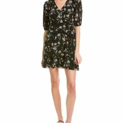 Best Sale โจ women Nicole Miller Tossed Tulip V-Neck Silk-Blend Mini ๐ Dress โค๏ธ