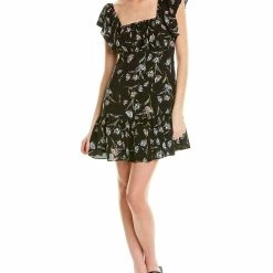Discount ๐ women Nicole Miller Tossed Tulip Ruffle Silk-Blend Mini ๐ Dress ๐