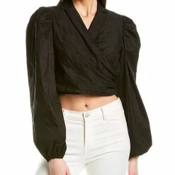 Wholesale 🔥 women Nicole Miller Metal Collared Wrap Top 😉