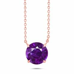 Deals ⌛ Nicole Miller 👩 women Sterling Silver and 14k Rose Gold Overlay Gemstone Round Solitaire Pendant Necklace on 18 Inch Adjustable Chain ⭐