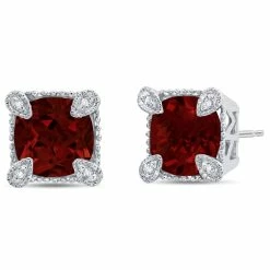 Buy ๐งจ Nicole Miller ๐ฉ women Sterling Silver 8mm Cushion Cut Gemstone Stud Earrings โ๏ธ
