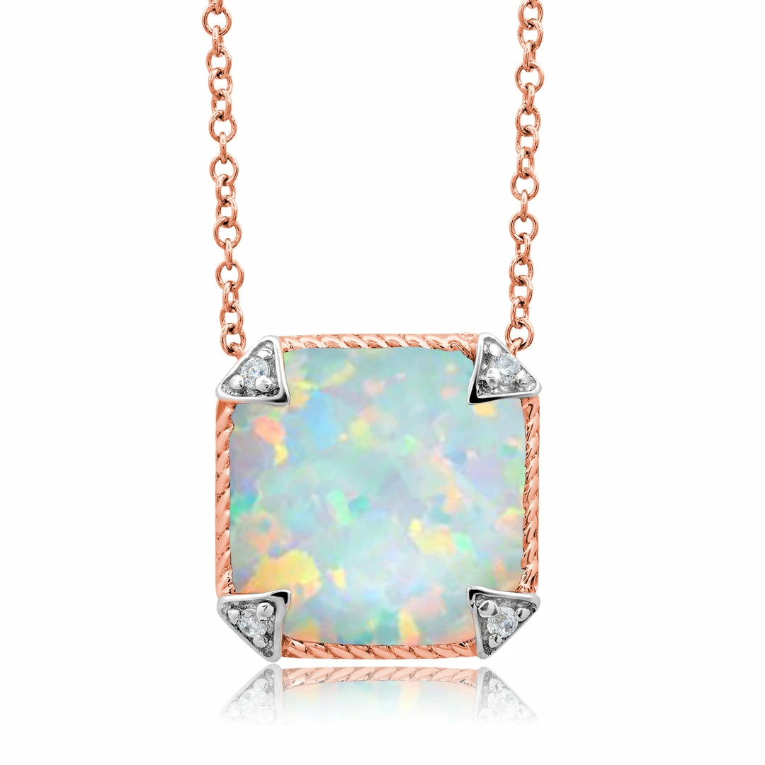 Cheap 👍 Nicole Miller 👩 women Two Tone Sterling Silver with 8mm Cushion Cut Gemstone Necklace, 18" 👏 8 Cheap 👍 Nicole Miller 👩 women Two Tone Sterling Silver with 8mm Cushion Cut Gemstone Necklace, 18" 👏 - Image 6