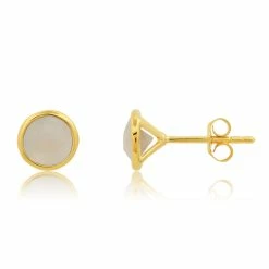 Brand new 😀 Nicole Miller 👩 women 14k Yellow Gold Plated Round Cut 6mm Gemstone Bezel Set Stud Earrings with Push Backs 👏 -Hot Sale Nicole Miller Store bab6f20a7fc749eea5003aa7e1399e8d 1080x