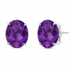 Cheapest 🤩 Nicole Miller 👩 women Sterling Silver with 10x8mm Oval Cut Gemstone Stud Earrings 🛒