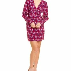 Promo โญ women Nicole Miller Wallpaper Print Silk-Blend Shift ๐ Dress ๐ฅ