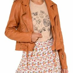 Best Sale 😀 Nicole Miller 👩 Womens Sheep Leather Moto Leather Jacket ⭐