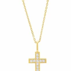 Best reviews of ✔️ Nicole Miller 👩 women 14k White or Yellow Gold Cross Pendant Necklace with Cubic Zirconia and 18 Inch Adjustable Chain 👍