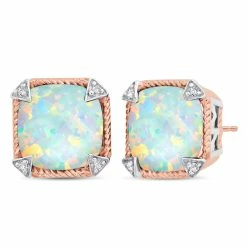 Budget 😉 Nicole Miller 👩 women Two Tone Sterling Silver with 8mm Cushion Cut Gemstone Stud Earrings 😍