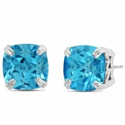 Promo 🌟 Nicole Miller 👩 women Sterling Silver with 7mm Cushion Cut Gemstones Stud Earrings 🎁