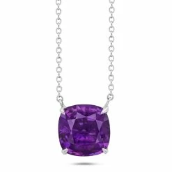 Best deal ❤️ Nicole Miller 👩 women Sterling Silver with 8mm Cushion Cut Gemstone Necklace, 18" 🤩